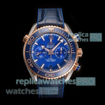 N1 Factory Swiss Copy Omega Seamaster Planet Ocean 600M Blue Dial Rose Gold Watch 